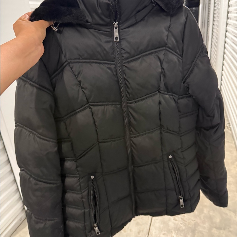 Nautica Black Quilted Hooded Puffer Jacket